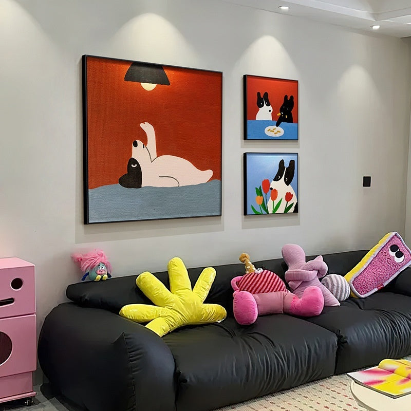 Cartoon Dog Red Square Restaurant Mural